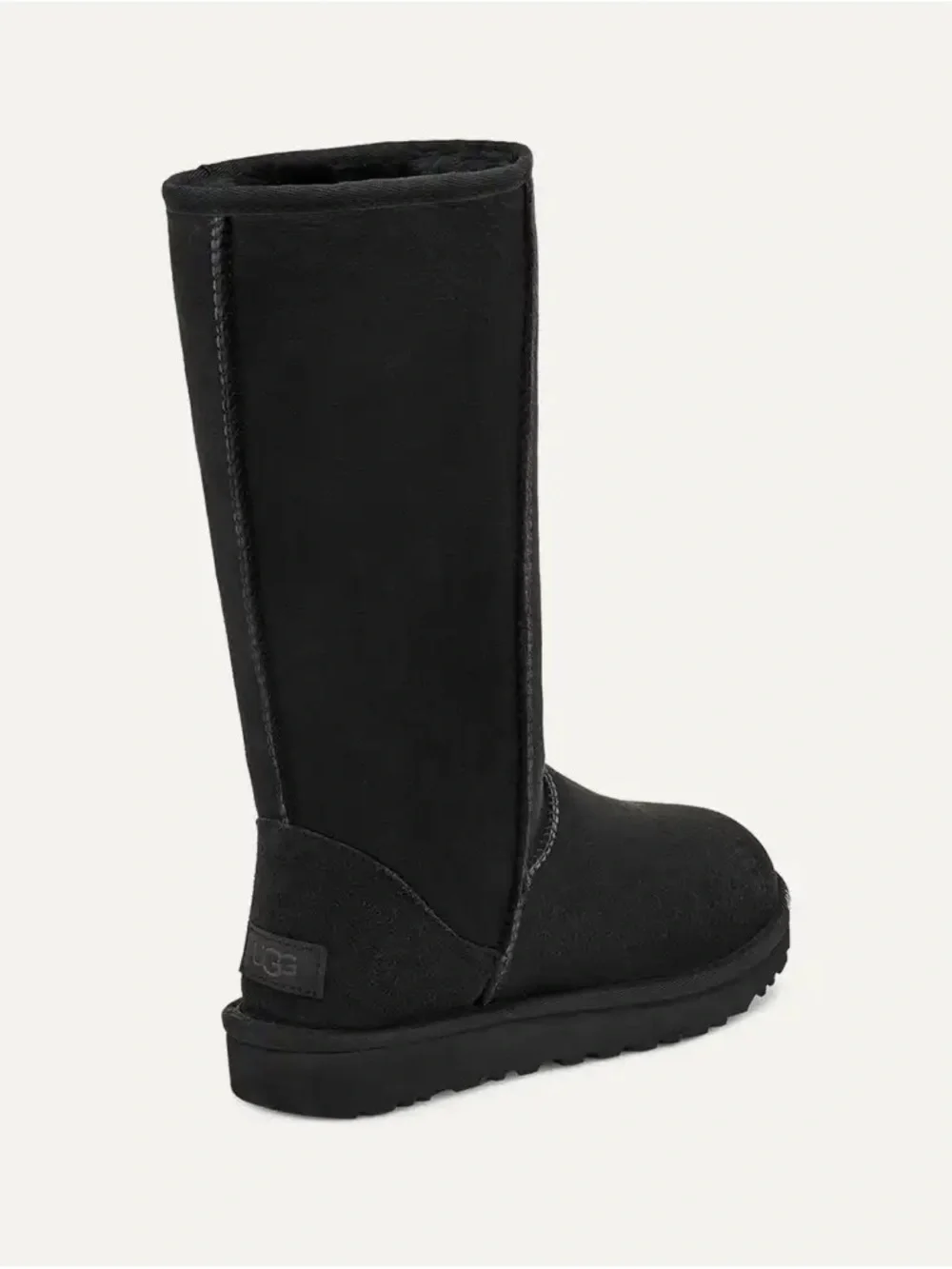 Ugg Classic Tall Black Shearling Women's Suede Boot Wool Size 8